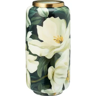 Elegante Eisenvase mit Blumenmuster 30cm hoch - Beige, Gold