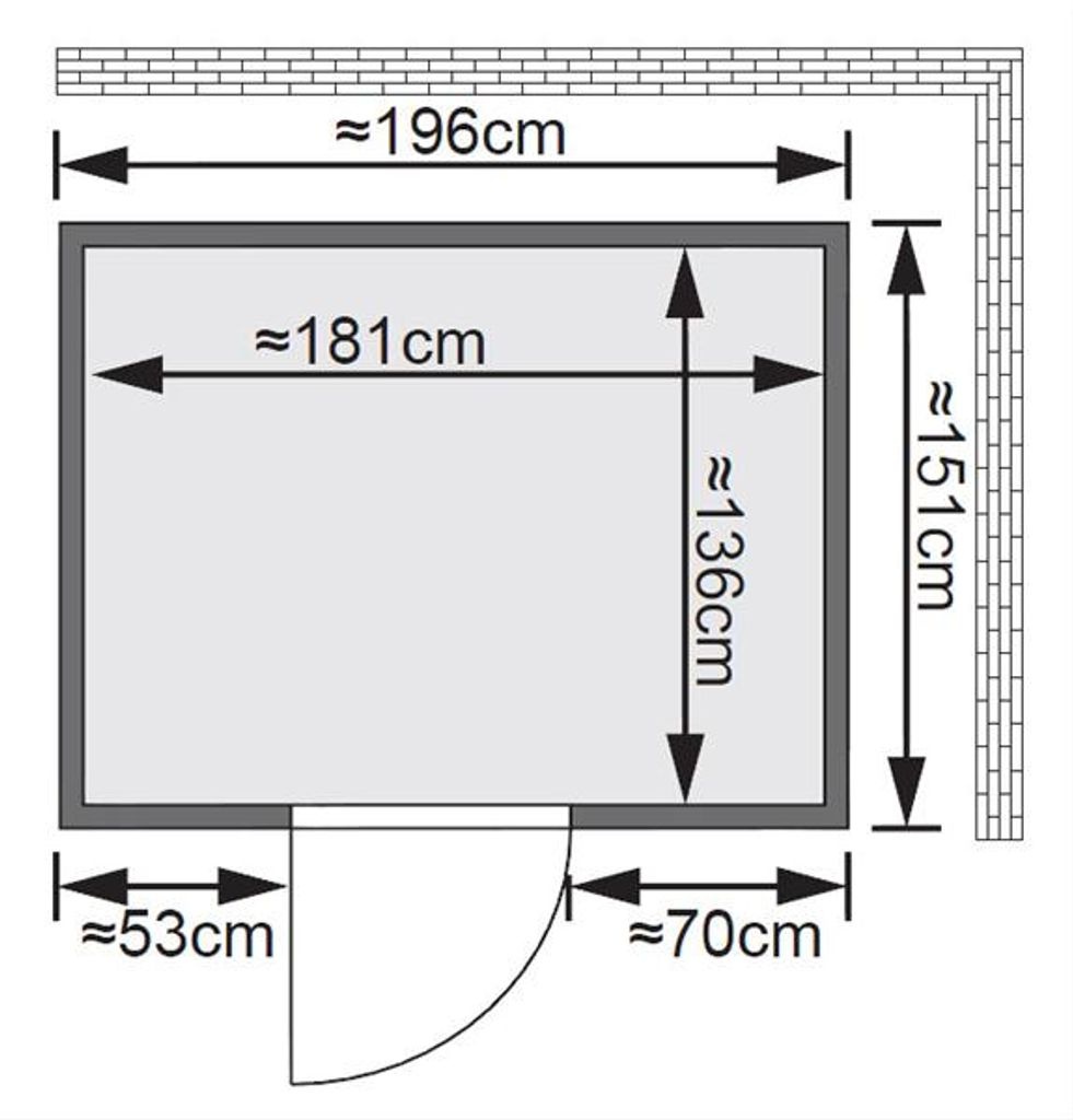 Bild von Sauna Fanja Fronteinstieg, ohne Ofen, Ohne Dachkranz, 151 x 196 x 198 cm)