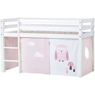 Hoppekids Hochbett ECO Dream 70 x 160 cm Kiefer massiv rosa eule-rot