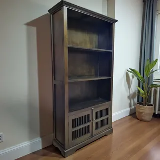 Mahagoni Holz Bücherregal Massivholz Bücher regal kolonialstil dunkel Nussbaum