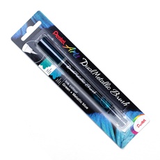 Pentel XGFH-DCX Dual Metallic Brush - Pinselstift, changierender Glitzertinte, blau/metallic-grün, 1 Stück auf Blisterkarte