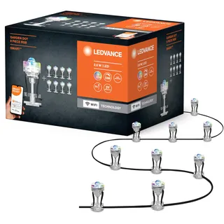 LEDVANCE Smarte LED Gartenleuchte mit WiFi Technologie, Basispaket mit 9 LED Dots für Außen, RGB-Farben änderbar, Kompatibel mit Google und Alexa Voice Control, SMART+ WIFI GARDEN DOT 9P