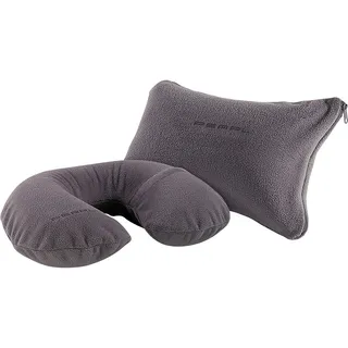 PEARL Aufblasbares Luftkissen: Aufblasbares Nackenhörnchen und Nackenkissen mit Fleece-Bezug (Nackenkissen zum Aufblasen, Nackenhörnchen zum Aufblasen, Urlaub)