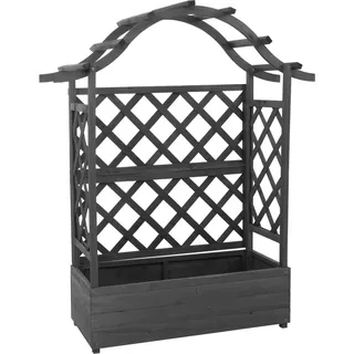 MCW Hochbeet P66 Rankgitter Spalier Holz 138x110x44cm Anthrazit-Grau
