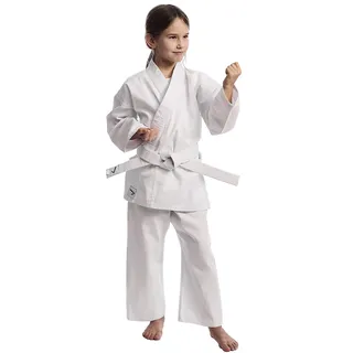 ippongear Club 2 Karate Gi Set Einsteiger Karateanzug Kinder Anzug inkl weißem Gürtel (Größe 150, Schnürbund, 220gr/m2 (8 oz) Stoffdichte) weiß