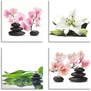 ARTland »Stein Orchidee Lilie Spa Bambus Magnolie«, Zen, (4 St.), 4er Set, verschiedene Größen, bunt