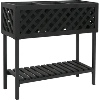 MCW Pflanzkasten P86 Akazie Holz 78x82x32cm Schwarz