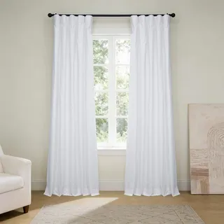 HPD Half Price Drapes PRCT-BO-P HPD Vorhänge aus Baumwolle, Blickdicht, 304,8 cm lang, solide, wärmeisoliert, Fenstervorhang, 127 x 300 cm (1 Panel), Weiss/opulenter Garten, 50 X 120