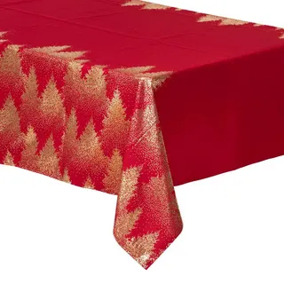 Atmosphera Createur d ́interieur Tischdecke Weihnachtsbäume 140/360 cm , Rot , Textil , 140x0.12x360 cm , Dekoration, Weihnachtsdekoration