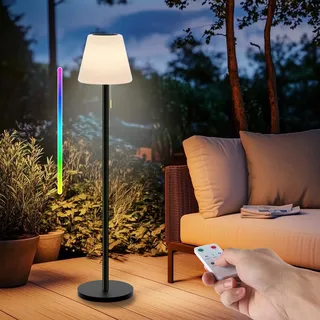 Ecvivk Solar Stehlampe Outdoor Stehleuchte Akku Led Kabellos Solarlampe Dimmbar Warmweiß und RGB stehleuchte mit Lichtsensor,Wasserdicht Stehlampe Außen für Terrassen.