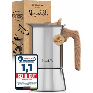 Morgenheld STYLE Premium Edelstahl Espressokocher 4 Tassen 200ml Induktion Espressomaker für alle Herdarten Mokkakanne Espressokanne induktionsgeeignet Espressomaschine Mokkakocher Induktionsherd