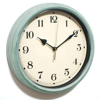 AYRELY® 28cm Vintage Wanduhr analog – Retro Wanduhr lautlos, Batteriebetrieben, dekorative Uhr für Wohnzimmer, Küche, Schlafzimmer, Bad oder Landhaus-Deko(Blau)