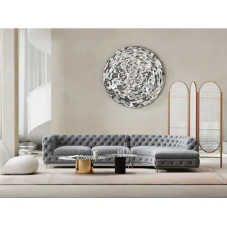 Chesterfield Sitz Design Couch Lounge Sofas Textil Ecksofa L-form Wohnlandschaft - Grau