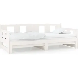vidaXL Tagesbett Ausziehbar Weiß Massivholz Kiefer 2x(80x200) cm - Weiß