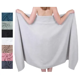 Betz Badetuch XXL 100x200 cm – 1 Stück – Saunatuch & Strandtuch aus 100% Baumwolle, 360 g/m2 – saugstark & weich – großes Handtuch mit Aufhänger – Serie Berlin – Farbe Silbergrau