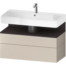 Duravit Qatego Waschtischunterbau, 1 Auszug und 1 Schublade, 990x470x590mm, Nische Graphit Supermatt, QA4395080, Farbe: Taupe Supermatt/mit Nischenbeleuchtung