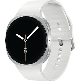 Samsung Galaxy Watch8 BT 44mm Aluminiumgehäuse silber Kautschukarmband weiß M/L