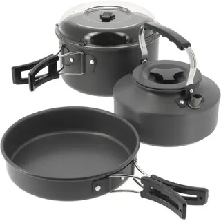 3 teiliges Kochset Angeln Outdoor Camping Teekanne Kochtopf Pfanne
