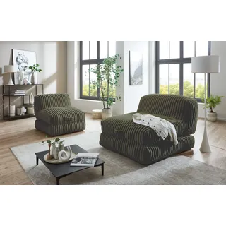 Home Affaire Lounge-Sessel Pia Megacord 106 x 84 x 125 cm Grün mit Schlaffunktion und Pouf-Funktion