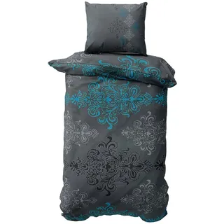 Class Home Collection Bettwäsche 135x200 Renforcé Baumwolle – 2-teiliges Set mit Kissenbezug 80x80, weich und atmungsaktiv, Ganzjahres-Bettwäsche mit Reißverschluss, Aura Petrol