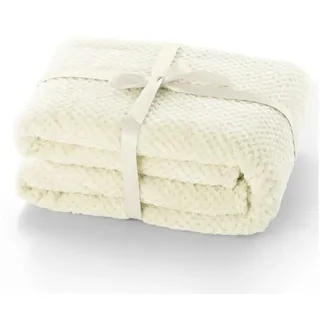 DecoKing Kuscheldecke 70x150 cm Creme Decke Microfaser Wohndecke Tagesdecke Fleece weich sanft kuschelig skandinavischer Stil Ecru Henry