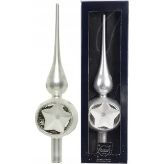 Silberne Christbaumspitze aus Glas 8x31cm - Silber