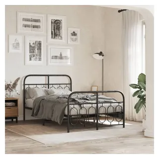 vidaXL Bettgestell mit Kopf- und Fußteil Metall Schwarz 120x200 cm - Schwarz