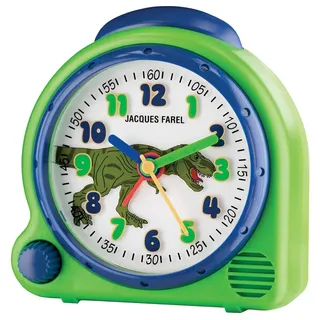 JACQUES FAREL HappySound Kinderwecker Soundwecker Grün mit Dino Sound und Lautstärkeregelung Analog Quarz Licht AVC 13DINO