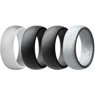 Flongo Herrenring Männer Silikon Ringe Siegelring Bandring Daumenring 4 Stück Set, Gummibänder Verlobung Engagement Verlobungsringe Hochzeit Siegel Ring Herren-Accessoires