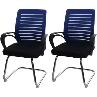 MCW 2er-Set Konferenzstuhl K51 150kg Belastbar Stoff/Textil Blau
