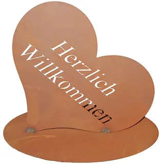 Ferrum Rost-Herz Herzlich Willkommen, ca. H24 cm, Braun