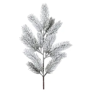 Tannenzweig mit Schnee 50cm PE Spritzguss künstlich grün / weiß - Weiß