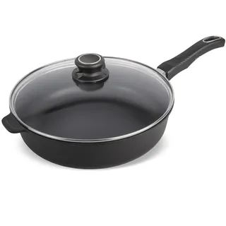 Set Original Gundel GUSS-BRATPFANNE mit Glasdeckel, Ø 32 cm, Höhe 7,5 cm, BIOTAN-Oberfläche, PFOA-frei, Pfanne mit hohem Rand