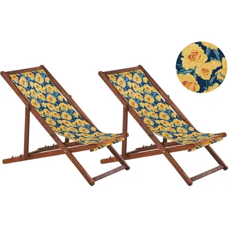 Beliani Liegestuhl 2er Set 0 x 0 x 0 cm dunkelbraun bunt