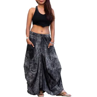 Thaluta Damen Maxi-Rock mit Taschen, Boho-Stil, elastischer hoher Taille, aus Baumwolle