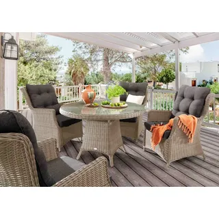 Destiny CASA LUNA 4 Sessel, 1x Tisch Ø120x75cm, Polyrattan,