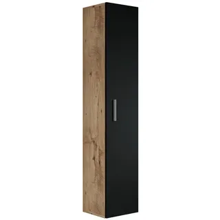Badplaats Pluto Badschrank 30 x 30 x 150 cm Kastanien Eiche/Schwarz Holz