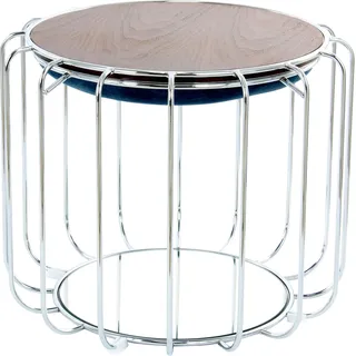 Beistelltisch KAYOOM "Pouf Comfortable 110, abnehmbares und wendbares Oberteil", blau (petrol, silber, silber), B:50cm H:45cm T:50cm, Eisen, MDF, Samtbezug, Schaumstoff, Spiegel, Tische, Beistelltisch, praktisch umzuwandeln in Tisch oder Hocker, mit Spiegelglas