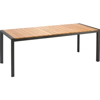 BEST Freizeitmöbel Gartentisch 210 x 90 x 76 cm Anthrazit/Teak