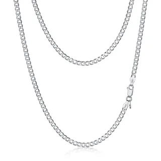 Amberta 925 Sterling Silber Halskette Damen Kubaner Kette, Italienische Miami Statement Kette Panzerkette: 2.8 mm Damen Kette 50 cm