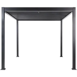 BELIANI Garten Pergola Schwarz Aluminium mit Lamellendach Freistehend Wasserdicht Quadratisch Sonnenschutz Gartenausstattung Garten Terrasse Pavillon - Schwarz