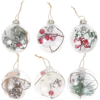 SOLUSTRE 6 Stücke Weihnachtskugeln LED Christbaumkugeln Beleuchtet Weihnachtsbaum Kugeln Baumkugeln Weihnachtsanhänger Baumschmuck für DIY Xmas Winter Deko Weihnachtsdeko