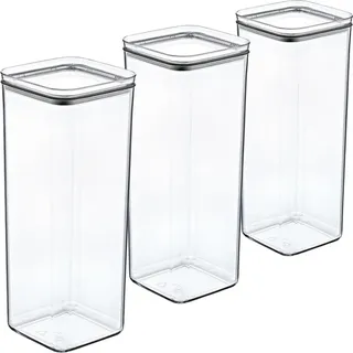Luftdichte Vorratsdosen Set stapelbar, 3 Boxen je 2L, transparent, Deckel - Transparent