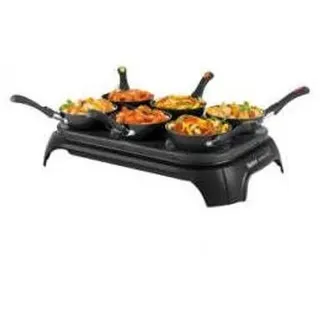 Tefal WokParty Duo PY5828 Tischgrill mit kleinen Pfannen Gourmets & schwarz, Edelstahl 1000 W,