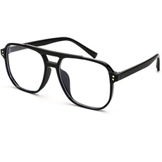 FEISEDY Blaulicht-blockierende Brille, durchsichtig, quadratisch, Computer, leicht, Brillenrahmen, für Damen und Herren, übergroß B2866, Schwarzer Rahmen