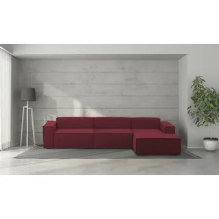 Talamo Italia - Sofa mit Halbinsel Raffaella, modulares 4-Sitzer-Sofa mit rechter Halbinsel, Stoffsofa, 100 % Made in Italy, 340 x 170 x 70 cm, Rot