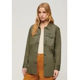 Superdry für Damen. W4010424A Grünes militärisches Überhemd (M), Lässig, Baumwolle, Langarm