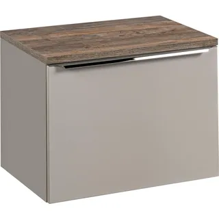 Badezimmerschrank 60 cm Front grau Platte Eiche Santa Fe Vintage - Taupe