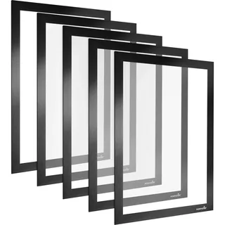 POPPSTAR Magnetrahmen A4 selbstklebend mit Magnetverschluss, schwarz, 5 Stück