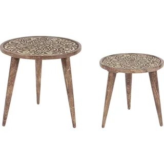 Beliani Beistelltisch Dunkelbraun Mangoholz 37 x 45 x 45 cm